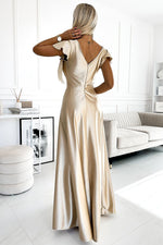 Crystal Maxi Dress fra Numoco – elegant omslagskjole med høy spalte til dame fra MS StyleHaven, laget av polyester, farge Grønn, størrelse XXXL, med sleeveless; short ermer, perfekt til casual; dress