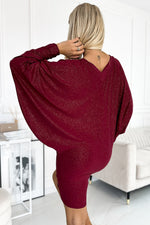 Batwing kjole til dame fra MS StyleHaven, laget av polyester, farge beige, størrelse S/M, med long ermer, perfekt til casual; dress