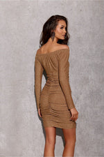 Glitrende off-shoulder minikjole - Roco Fashion fra MS StyleHaven, størrelse 40, med long, bukselengde long, kjolelengde mini, kjolestil sheath