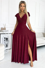 Crystal Maxi Dress fra Numoco – elegant omslagskjole med høy spalte til dame fra MS StyleHaven, laget av polyester, farge Marineblå, størrelse XS, med sleeveless; short ermer, perfekt til casual; dress