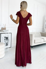 Crystal Maxi Dress fra Numoco – elegant omslagskjole med høy spalte til dame fra MS StyleHaven, laget av polyester, farge Marineblå, størrelse S, med sleeveless; short ermer, perfekt til casual; dress