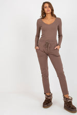 ActiveEase – joggebukser for dame til dame fra MS StyleHaven, laget av Bomull, farge Brun, størrelse L/XL, med sleeveless; 3-4 ermer, perfekt til casual; dress