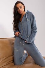 Sett - Relevance til dame fra MS StyleHaven, laget av Viskose; Elastan-1, farge Blå 2, størrelse S/M, med 45720 ermer, perfekt til casual; dress