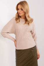 Bluse BFG til dame fra MS StyleHaven, laget av Bomull, farge beige 3, størrelse L/XL, med long ermer, perfekt til casual; dress