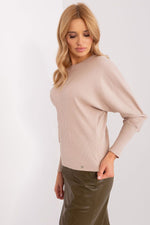 Bluse BFG til dame fra MS StyleHaven, laget av Bomull, farge beige 3, størrelse L/XL, med long ermer, perfekt til casual; dress