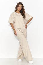 Sett Numinou til dame fra MS StyleHaven, laget av Bomull, farge beige, størrelse 36, med short ermer, perfekt til casual; dress