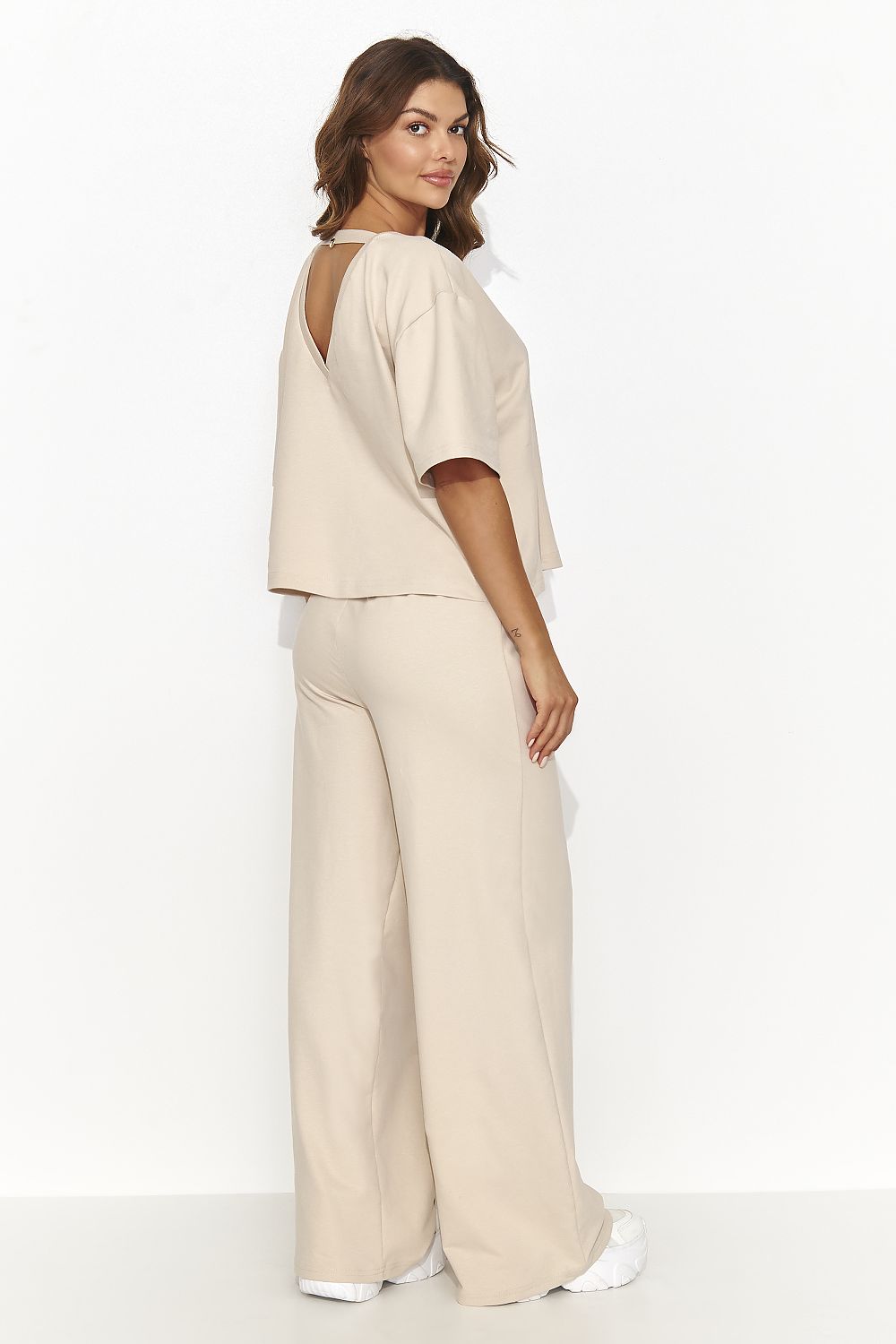 Sett Numinou til dame fra MS StyleHaven, laget av Bomull, farge beige, størrelse 38, med short ermer, perfekt til casual; dress