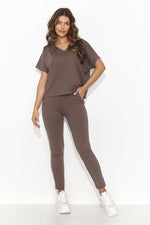 Sett Numinou til dame fra MS StyleHaven, laget av Bomull, farge beige, størrelse 40, med short ermer, perfekt til casual; dress