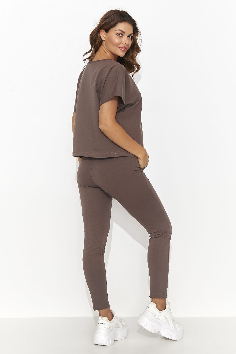 Sett Numinou til dame fra MS StyleHaven, laget av Bomull, farge Brun, størrelse 36, med short ermer, perfekt til casual; dress