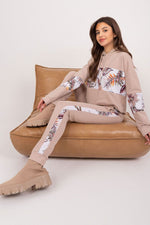 Sett - Relevance til dame fra MS StyleHaven, laget av Bomull, farge beige, størrelse S/M, med sleeveless; 3-4 ermer, perfekt til casual; dress
