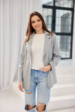 Klassisk blazer med fiskebensmønster og flatterende passform - Roco Fashion fra MS StyleHaven, størrelse 38, med long, bukselengde long, kjolelengde midi, kjolestil pencil; sweater