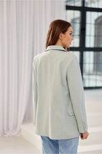 Klassisk blazer med fiskebensmønster og flatterende passform - Roco Fashion fra MS StyleHaven, størrelse 40, med long, bukselengde long, kjolelengde midi, kjolestil pencil; sweater