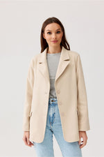 Klassisk blazer med fiskebensmønster og flatterende passform - Roco Fashion fra MS StyleHaven, størrelse 42, med long, bukselengde long, kjolelengde midi, kjolestil pencil; sweater