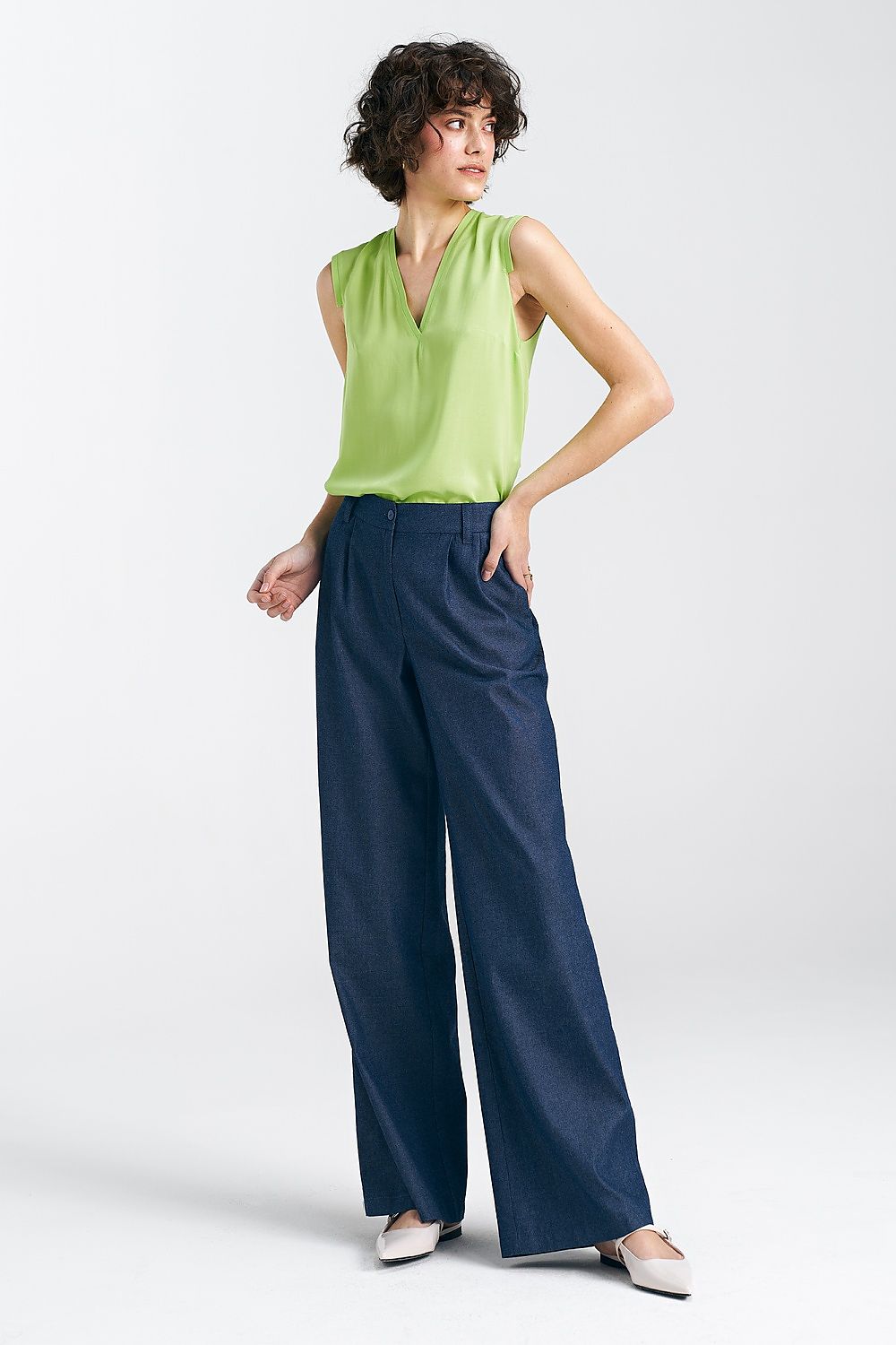 Bukser Nife til dame fra MS StyleHaven, laget av Bomull, farge Marineblå, størrelse 38, med long ermer, perfekt til casual; dress