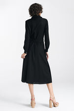 Dagskjole Nife til dame fra MS StyleHaven, laget av Viskose; Lin; Bomull, farge Svart, størrelse 40, med long ermer, perfekt til casual; dress