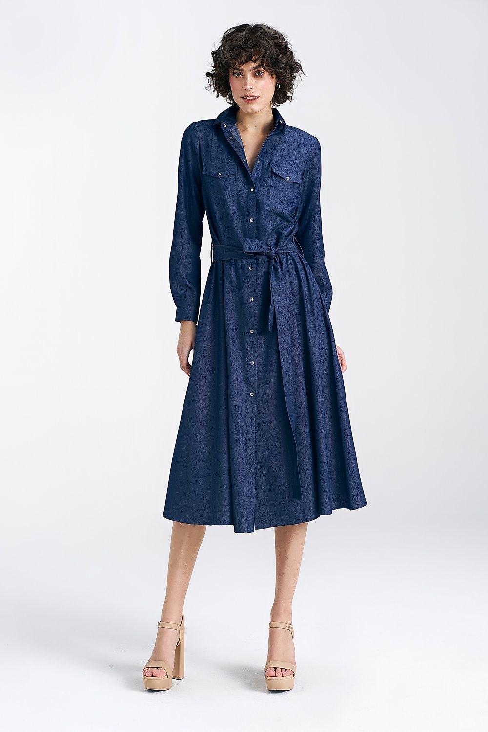 Dagskjole Nife til dame fra MS StyleHaven, laget av Viskose; Lin; Bomull, farge Svart, størrelse 44, med long ermer, perfekt til casual; dress