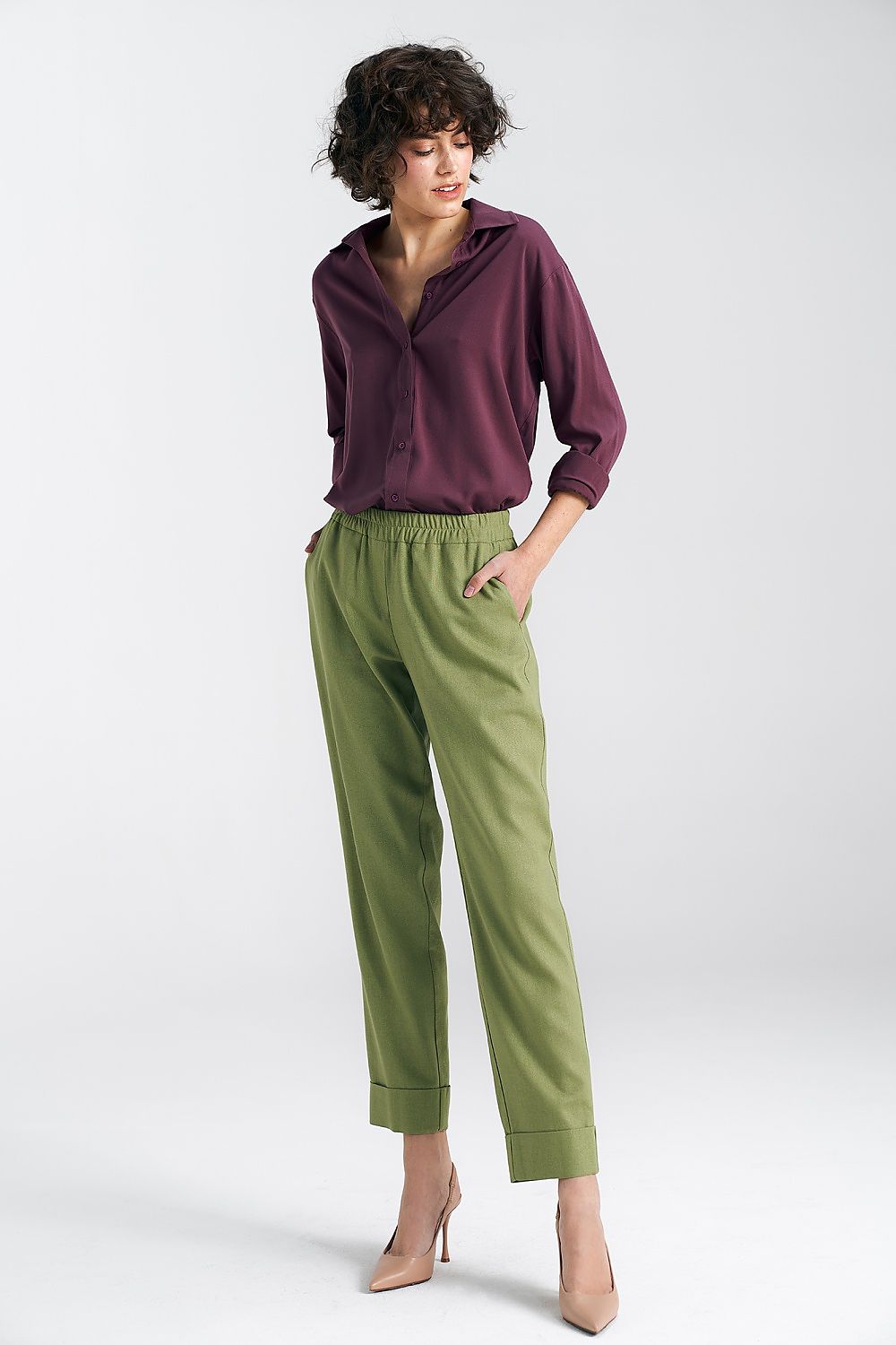Langermet skjorte Nife til dame fra MS StyleHaven, laget av Viskose, farge Fiolett 2, størrelse 36, med strapless ermer, perfekt til casual; dress