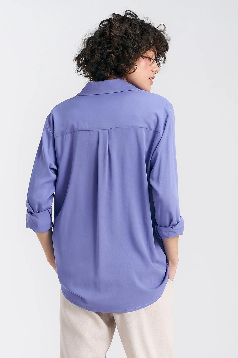 Langermet skjorte Nife til dame fra MS StyleHaven, laget av Viskose, farge Fiolett, størrelse 40, med strapless ermer, perfekt til casual; dress