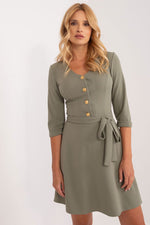 Spring Elegance Daydress - Lakerta til dame fra MS StyleHaven, laget av polyester, farge Grønn, størrelse 36, med 45720 ermer, knee lengde, kjolestil flared; blouson, perfekt til casual; dress