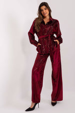 Elegant kveldssett – Lakerta til dame fra MS StyleHaven, laget av Bomull; polyester, farge Rød, størrelse S/M, med short; 3-4 ermer, perfekt til casual; dress