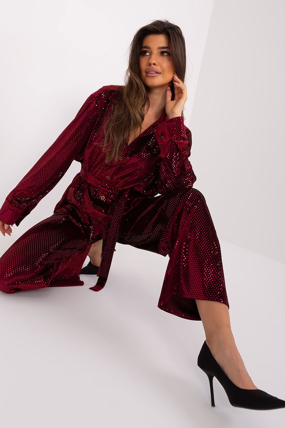 Elegant kveldssett – Lakerta til dame fra MS StyleHaven, laget av Bomull; polyester, farge Marineblå, størrelse S/M, med short; 3-4 ermer, perfekt til casual; dress