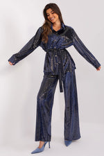 Elegant kveldssett – Lakerta til dame fra MS StyleHaven, laget av Bomull; polyester, farge Marineblå, størrelse S/M, med short; 3-4 ermer, perfekt til casual; dress