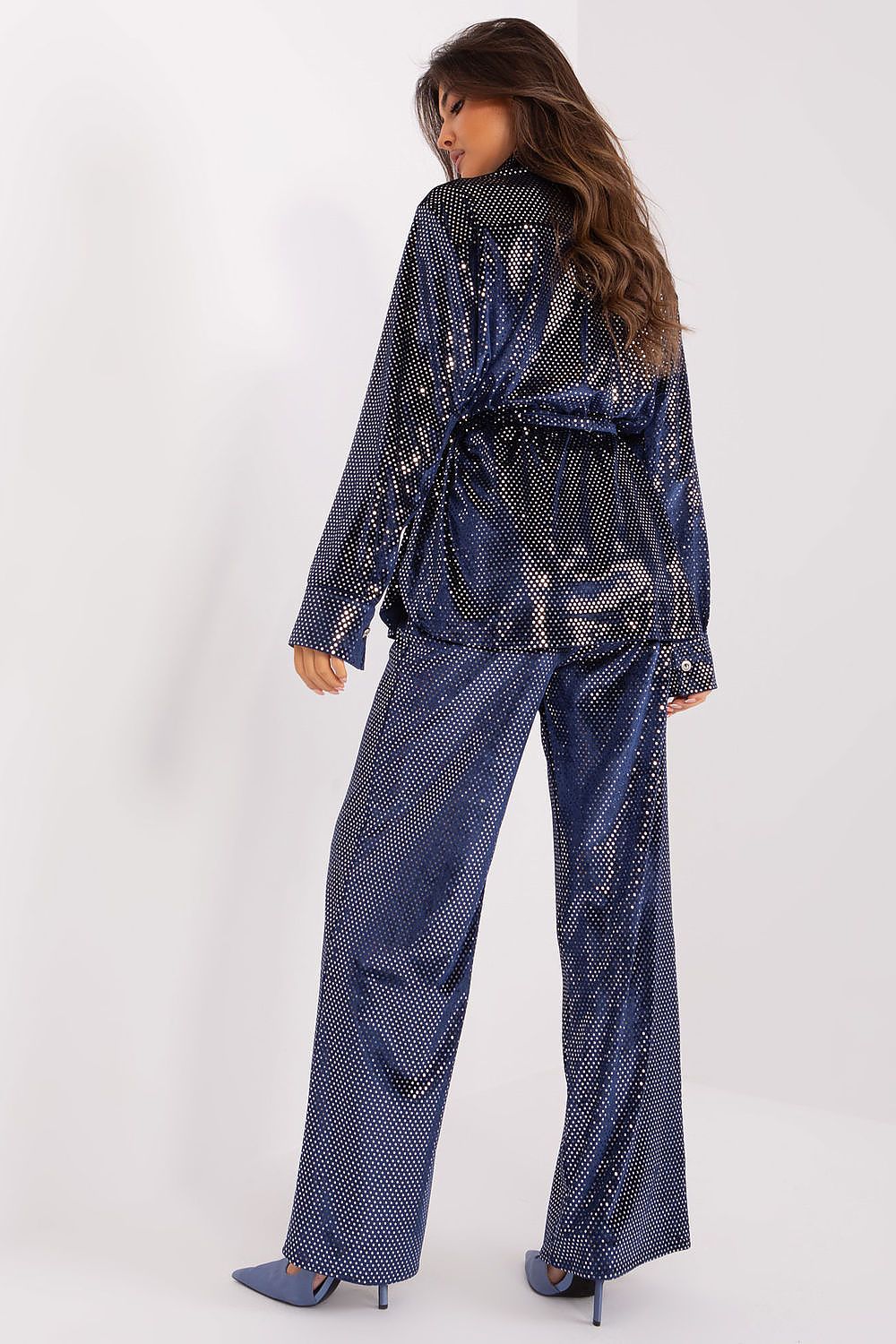 Elegant kveldssett – Lakerta til dame fra MS StyleHaven, laget av Bomull; polyester, farge Marineblå, størrelse S/M, med short; 3-4 ermer, perfekt til casual; dress