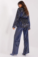 Elegant kveldssett – Lakerta til dame fra MS StyleHaven, laget av Bomull; polyester, farge Marineblå, størrelse S/M, med short; 3-4 ermer, perfekt til casual; dress