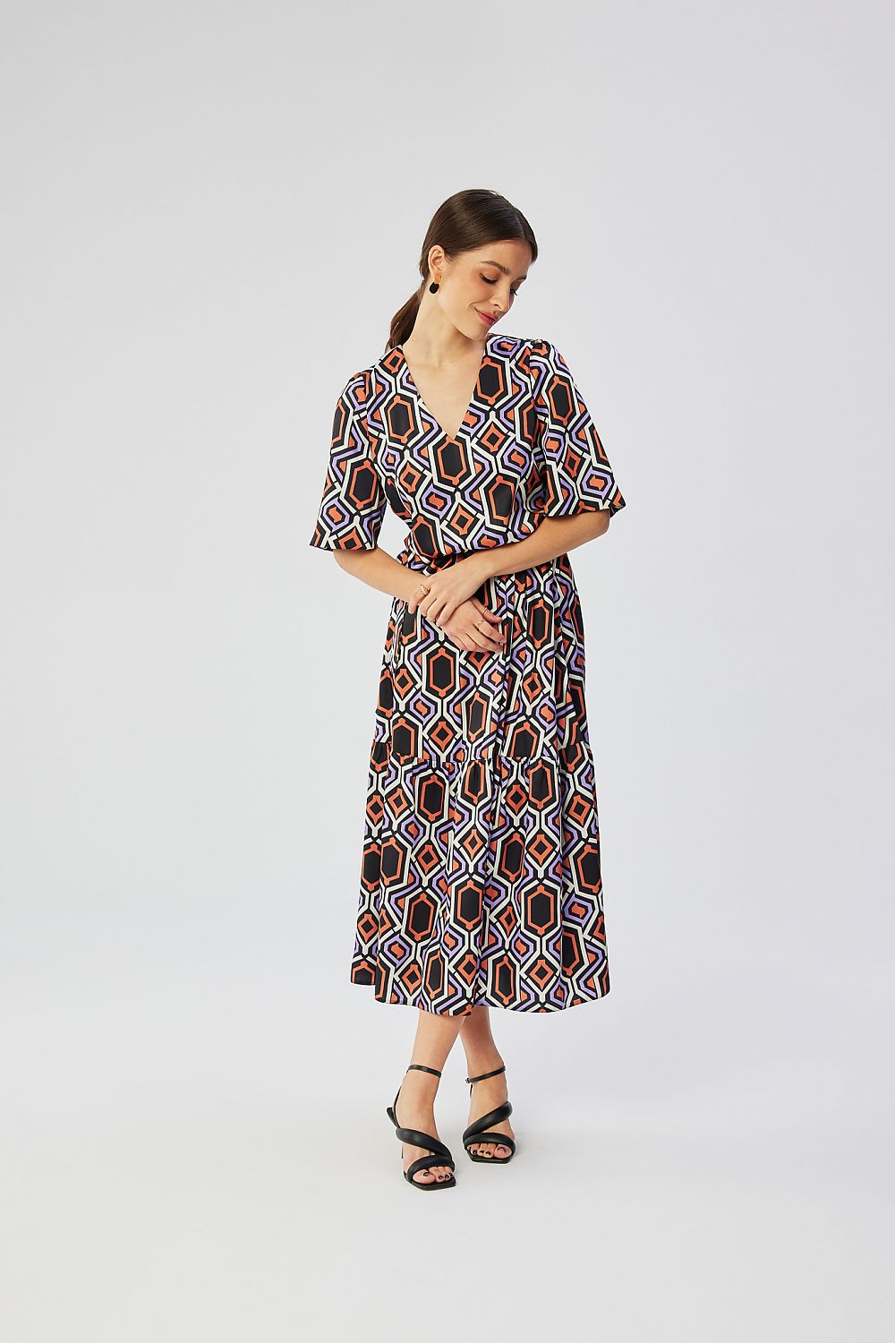 Dagkjole Stylove til dame fra MS StyleHaven, laget av polyester, farge Flerfarget, størrelse s, med short ermer, maxi lengde, kjolestil a-line, perfekt til dress