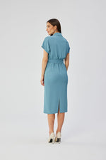 Dagkjole Stylove til dame fra MS StyleHaven, laget av polyester, farge Blå, størrelse M, med short ermer, perfekt til dress