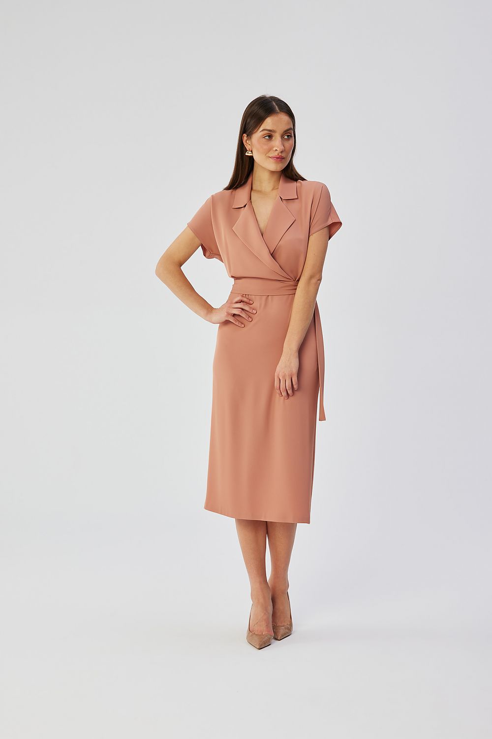 Dagkjole Stylove til dame fra MS StyleHaven, laget av polyester, farge Blå, størrelse XXL, med short ermer, perfekt til dress