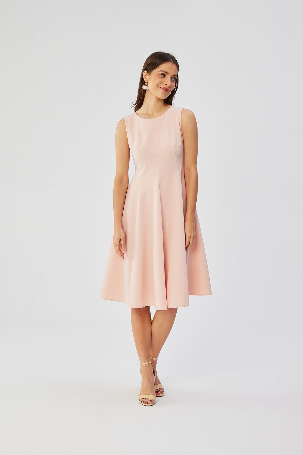 Dagkjole Stylove til dame fra MS StyleHaven, laget av polyester; Viskose, farge Rosa, størrelse s, med sleeveless; 3-4 ermer, midi lengde, kjolestil a-line, perfekt til dress