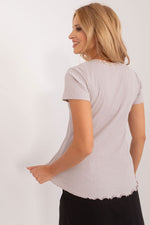 Bluse Sublevel til dame fra MS StyleHaven; laget av Bomull; polyester; farge beige; stÃƒÂ¸rrelse M; med short ermer