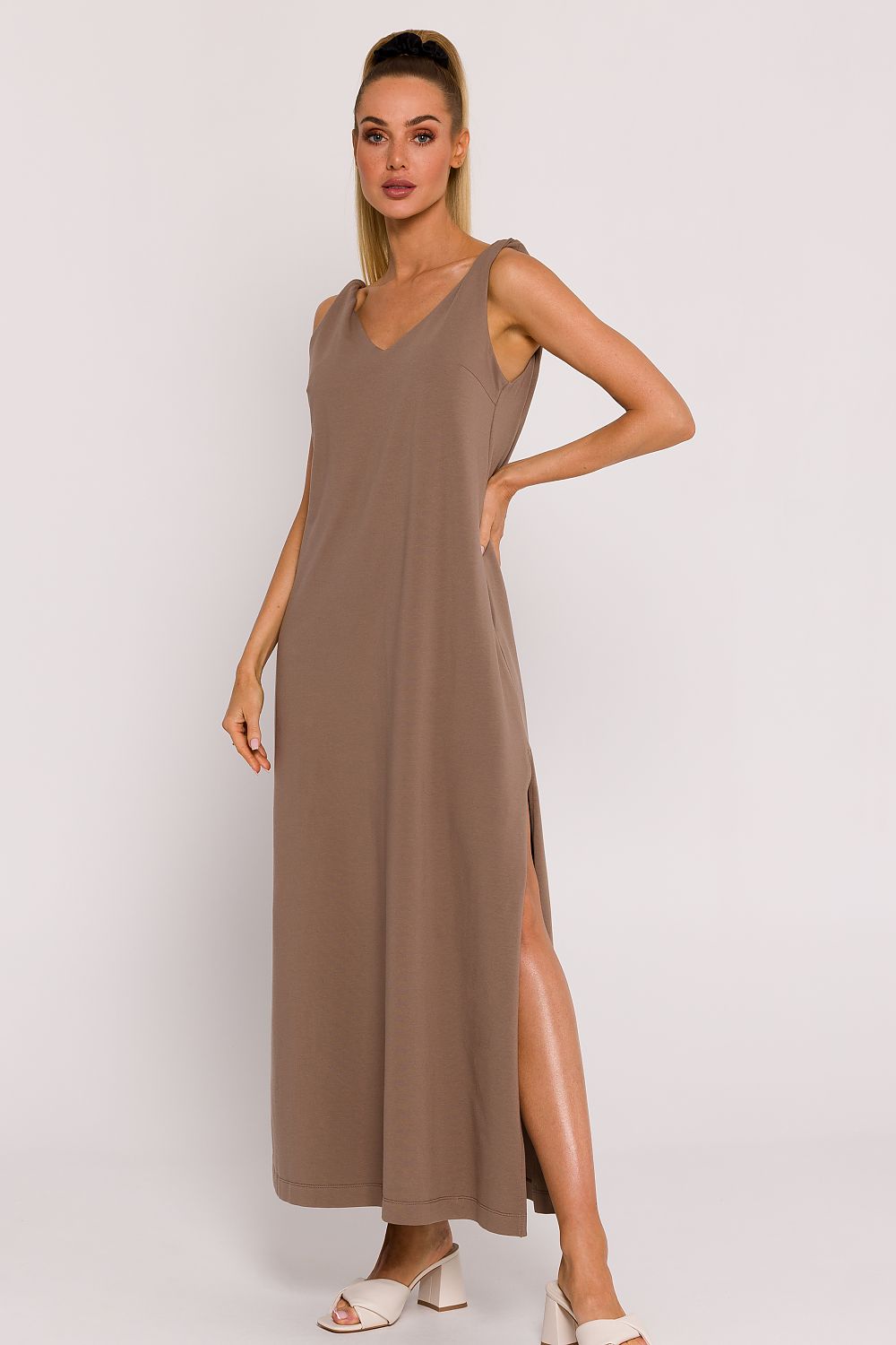 Enkelt Dagkjole - Moe til dame fra MS StyleHaven, laget av Bomull, farge Grønn, størrelse L, med sleeveless ermer, perfekt til dress
