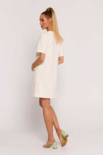 Dagkjole Moe til dame fra MS StyleHaven, laget av Elastan-1; Bomull, farge beige, størrelse L, med short ermer, perfekt til dress