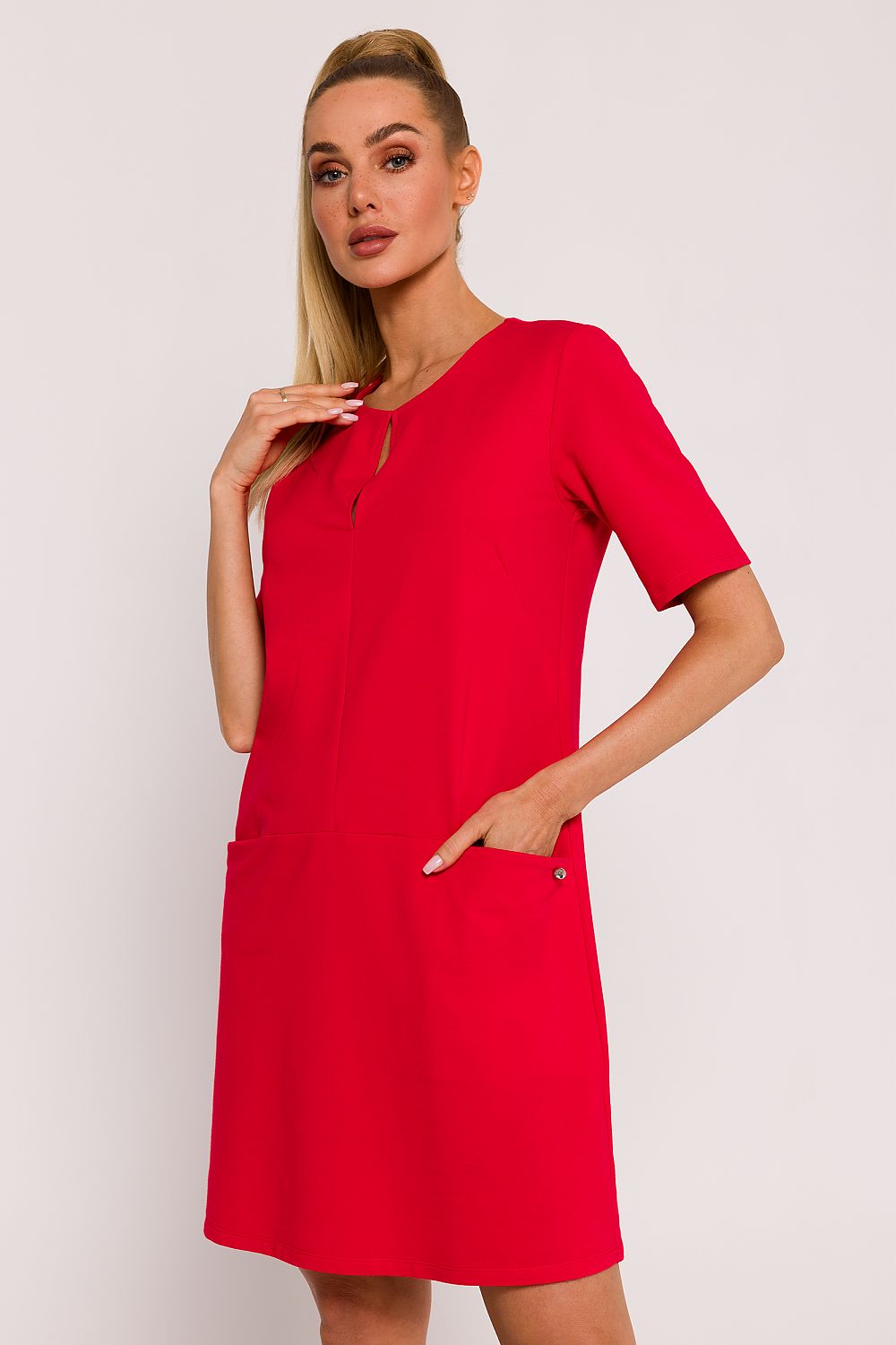 Dagkjole Moe til dame fra MS StyleHaven, laget av Elastan-1; Bomull, farge Fiolett, størrelse M, med short ermer, perfekt til dress