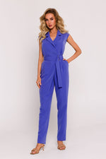 Jumpsuit - Moe til dame fra MS StyleHaven, laget av polyester, farge Blå, størrelse L, med short ermer, perfekt til dress