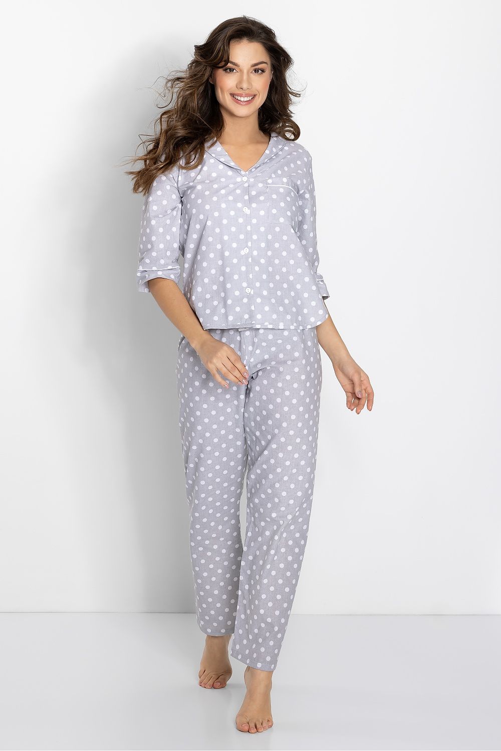 Luksuriøst Pyjamassett i bomull - Momenti Per Me til dame fra MS StyleHaven, laget av Bomull, farge Grå, størrelse s, med short ermer