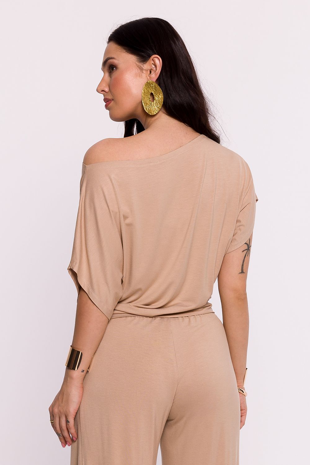 Elegant plisséstrikket bluse - BeWear til dame fra MS StyleHaven, laget av Viskose, farge Svart, størrelse XL, med short ermer, perfekt til dress