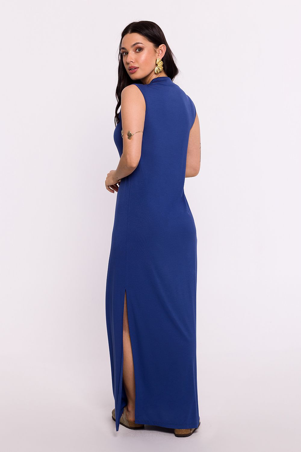 Dagskjole BeWear til dame fra MS StyleHaven, laget av polyester, farge Blå, størrelse M, med sleeveless ermer, perfekt til dress
