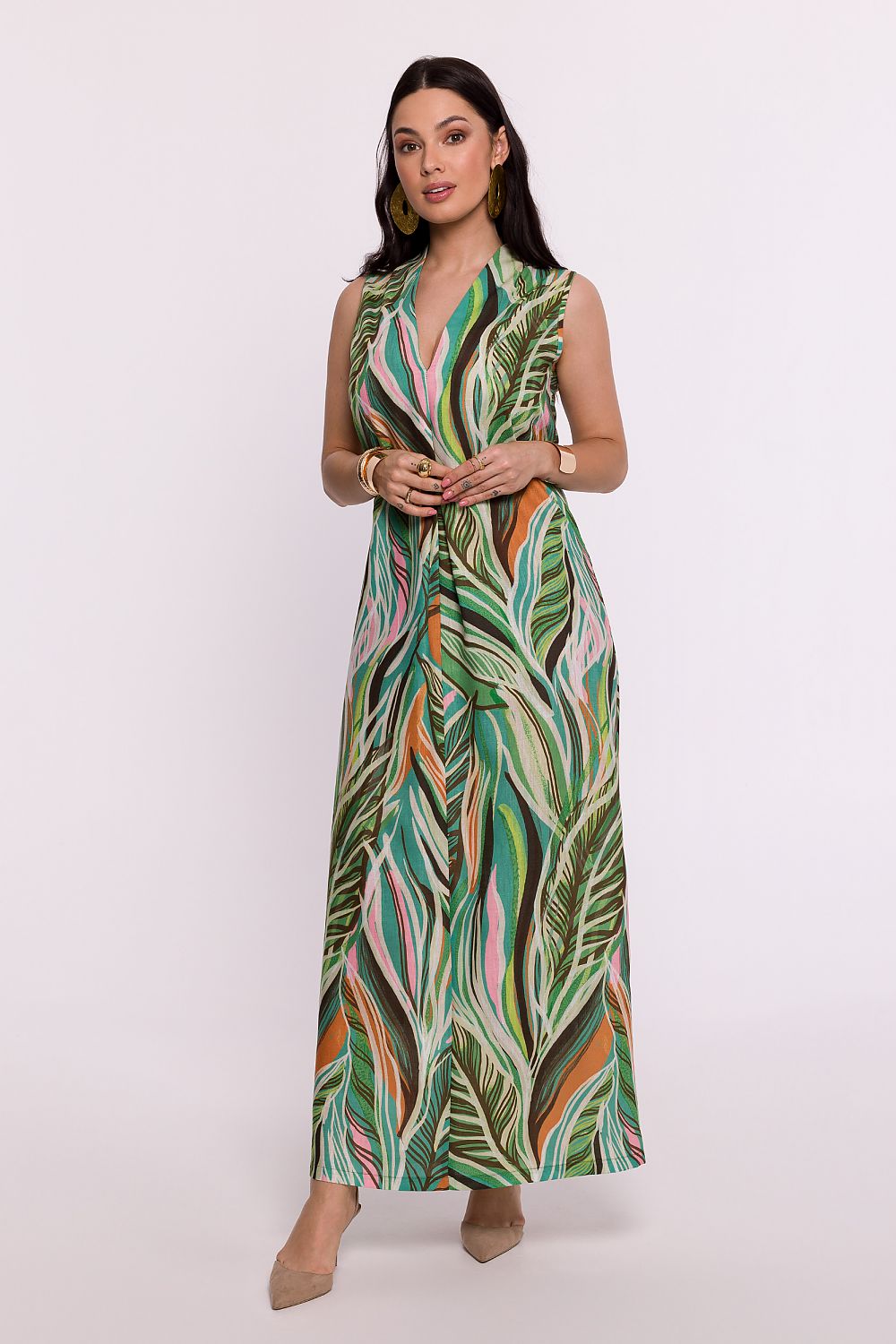 Unikt Dagskjole - BeWear til dame fra MS StyleHaven, laget av polyester, farge Flerfarget, størrelse s, med sleeveless ermer, maxi lengde, kjolestil sheath, perfekt til dress