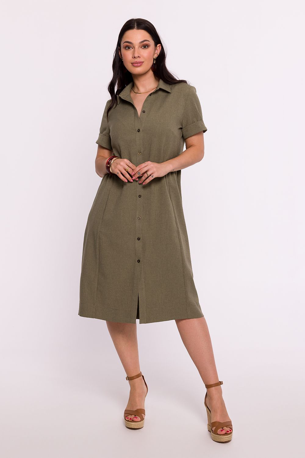 Dagskjole BeWear til dame fra MS StyleHaven, laget av polyester, farge Rosa, størrelse L, med short ermer, perfekt til dress