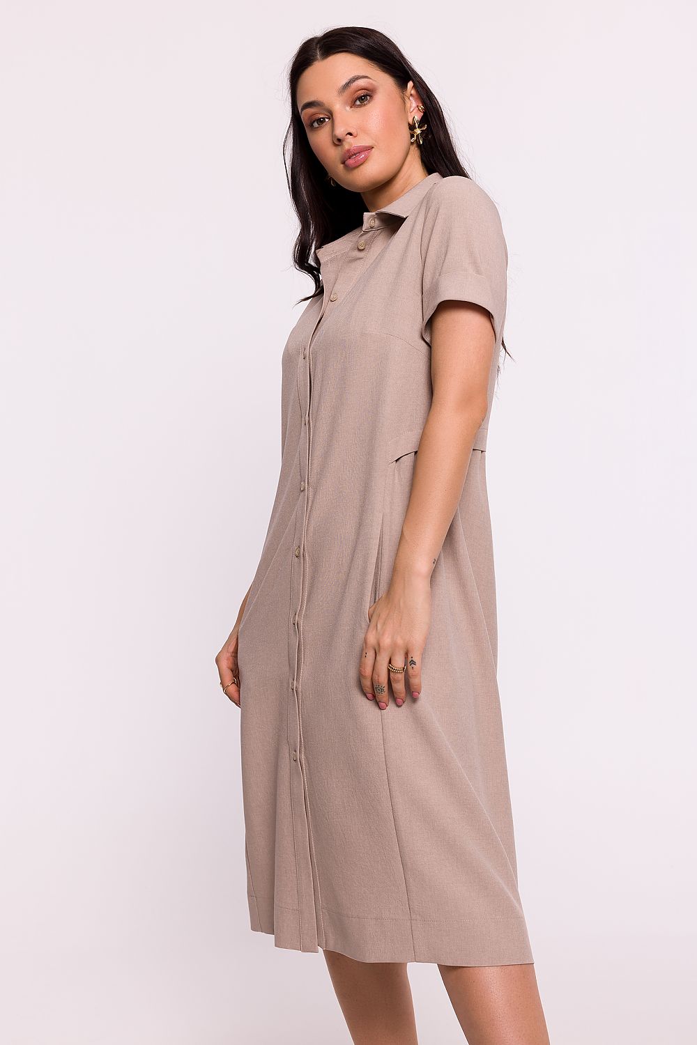 Dagskjole BeWear til dame fra MS StyleHaven, laget av polyester, farge Grønn, størrelse M, med short ermer, perfekt til dress