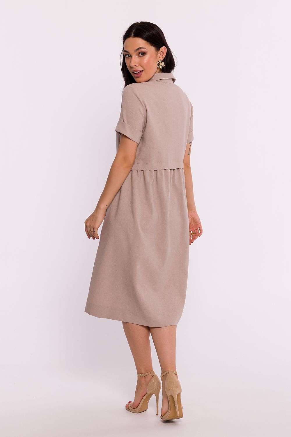 Dagskjole BeWear til dame fra MS StyleHaven, laget av polyester, farge Grønn, størrelse XL, med short ermer, perfekt til dress
