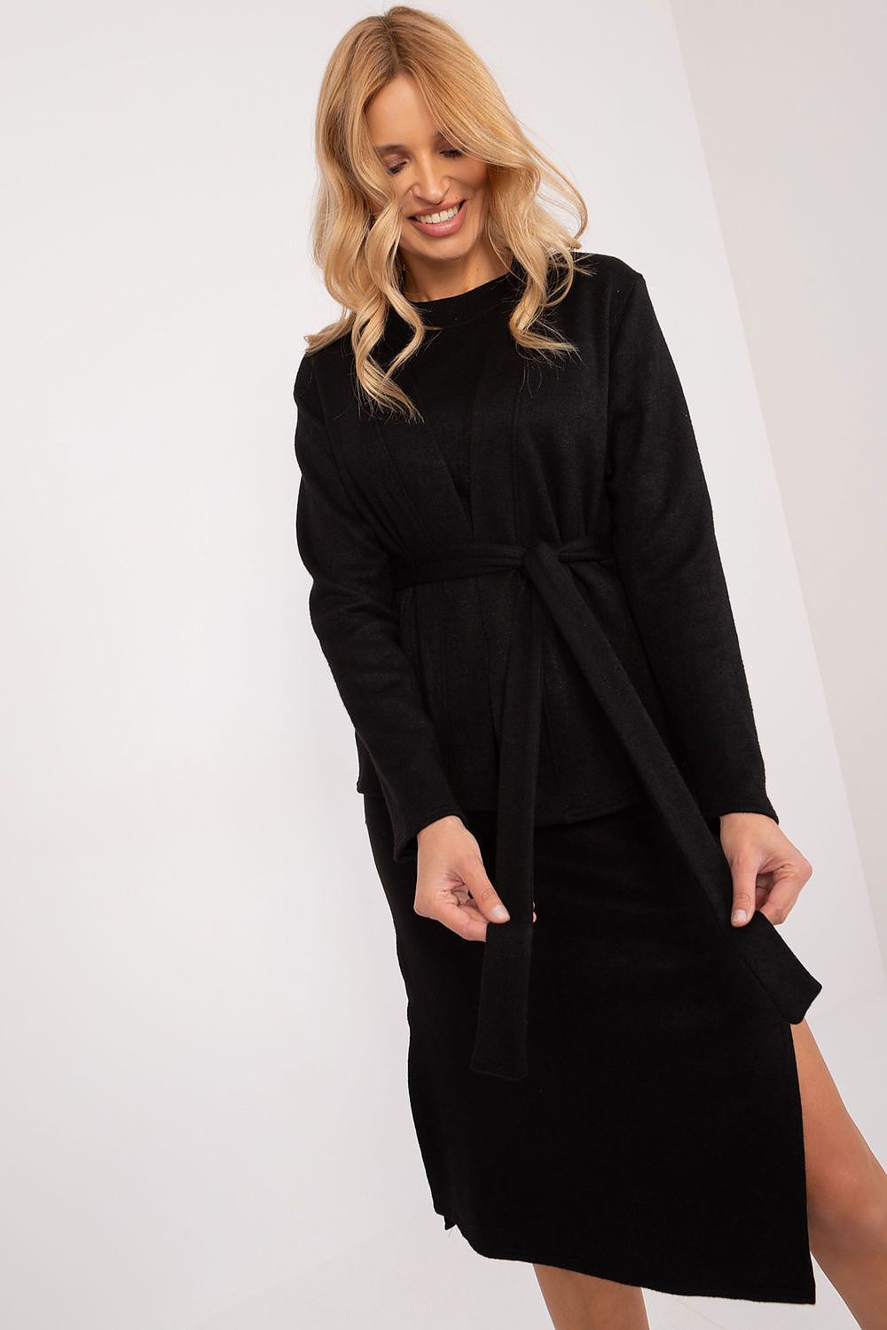 Lakerta Todelssett - cardigan og ermeløs kjole - Laketra til dame fra MS StyleHaven, laget av angora, farge Svart, størrelse S/M, med short; 3-4 ermer, perfekt til casual; dress