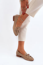 ballerina-sko Step in style til dame fra MS StyleHaven, laget av Bomull; polyester, farge beige, størrelse 38, med 45720 ermer, perfekt til casual; dress