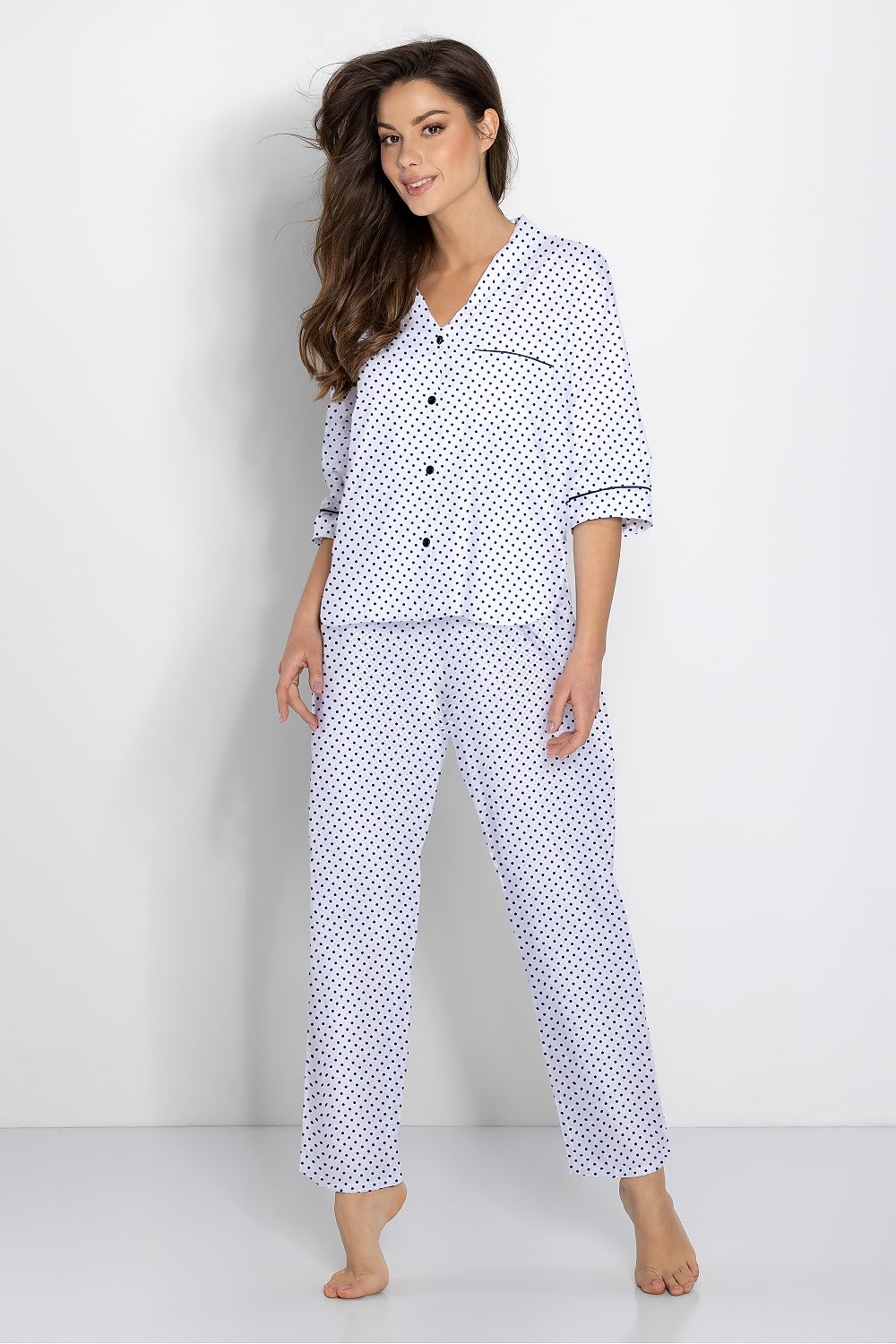 Premium OEKO-TEX-sertifisert bomullspysjamassett til dame fra MS StyleHaven, laget av Bomull, farge Hvit, størrelse s, med short; 3-4; sleeveless ermer, perfekt til casual; dress