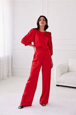 Elsa Satin Wide-Leg Pants by Roco Fashion fra MS StyleHaven, størrelse 42, med short, bukselengde long, kjolelengde mini, kjolestil wrap; a-line