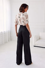 Elsa Satin Wide-Leg Pants by Roco Fashion fra MS StyleHaven, størrelse 34, med short, bukselengde long, kjolelengde mini, kjolestil wrap; a-line