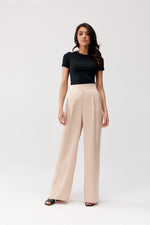 Elsa Satin Wide-Leg Pants by Roco Fashion fra MS StyleHaven, størrelse 40, med short, bukselengde long, kjolelengde mini, kjolestil wrap; a-line